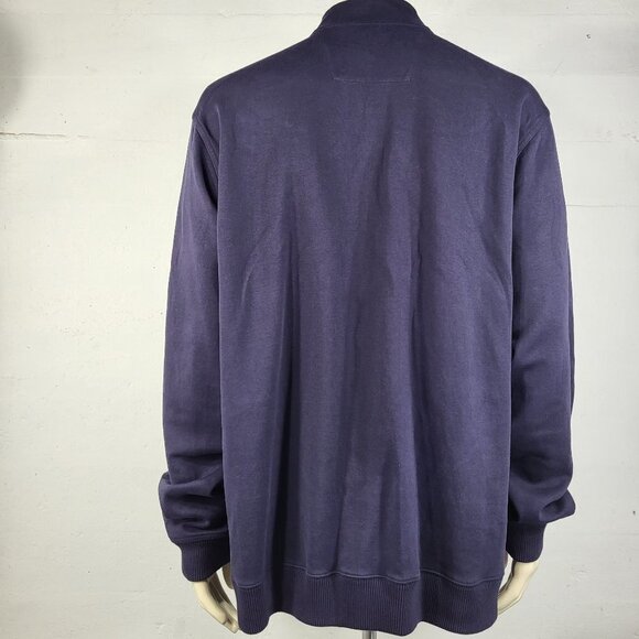 Brooks Brothers dark blue 100% cotton 1/4 zip sweatshirt suede trim mens XXL - Picture 6 of 8